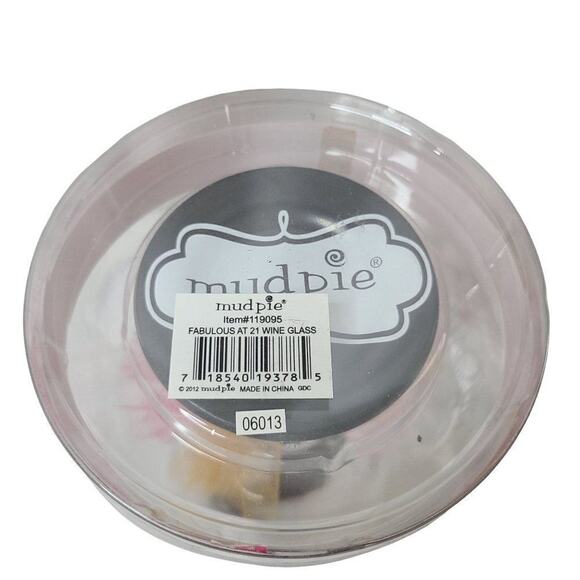 Mudpie Wine Drinkware, "Fabulous at 21" Glitter Handpainted Stemmed Wine Glass - Picture 2 of 9
